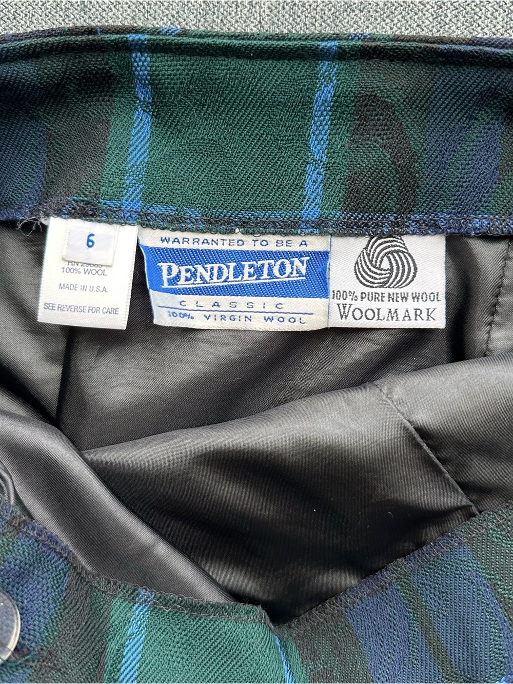 Pendleton Classic Green and Blue Plaid Pencil Skirt 100% New Wool Size 6 - Picture 2 of 6